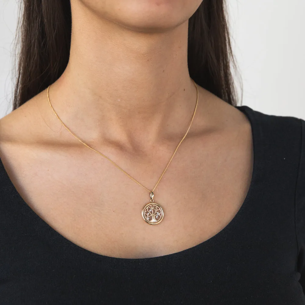 9ct Yellow Gold "Tree of Life" Diamond Pendant Set with 5 Brilliant Diamonds Shiels