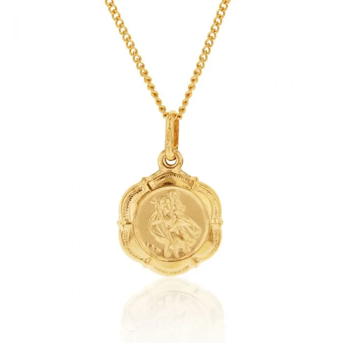 9ct Yellow Gold Saint Christopher Pendant 6 sided Shiels