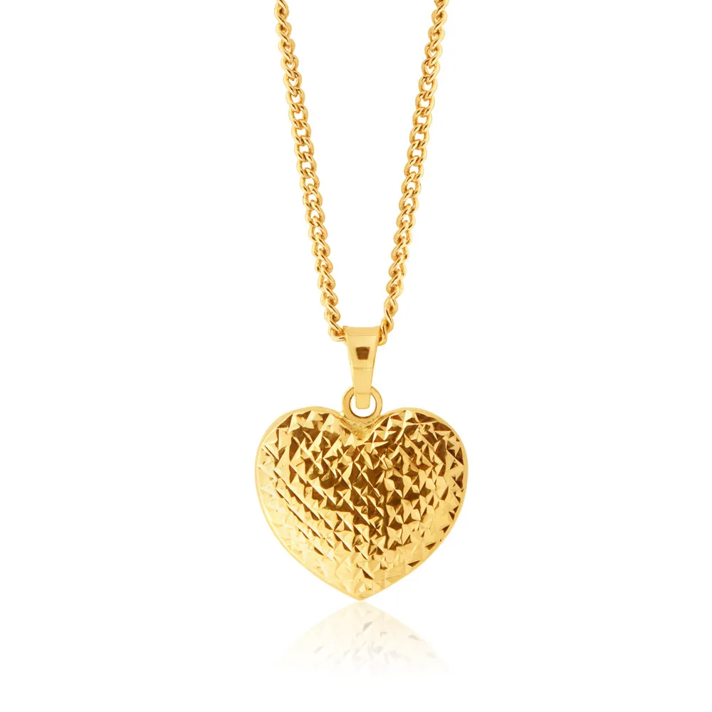 9ct Yellow Gold Scroll Heart Pendant Shiels