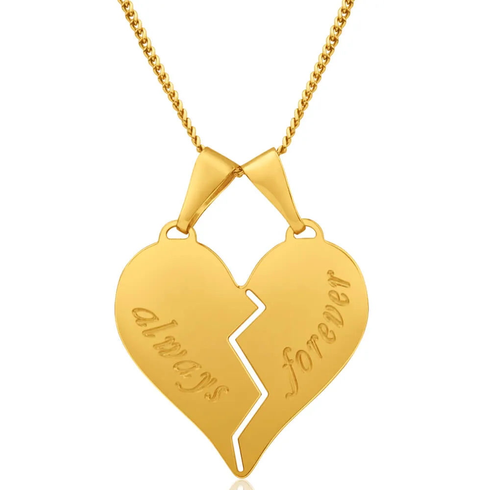 9ct Yellow Gold Silver Filled Always Forever Pendant Shiels