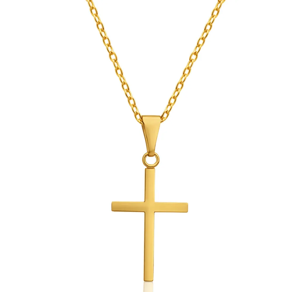 9ct Yellow Gold Silver Filled Cross 25mm Pendant Shiels