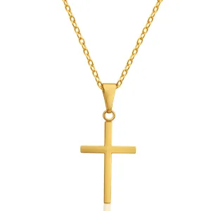 9ct Yellow Gold Silver Filled Cross 25mm Pendant Shiels