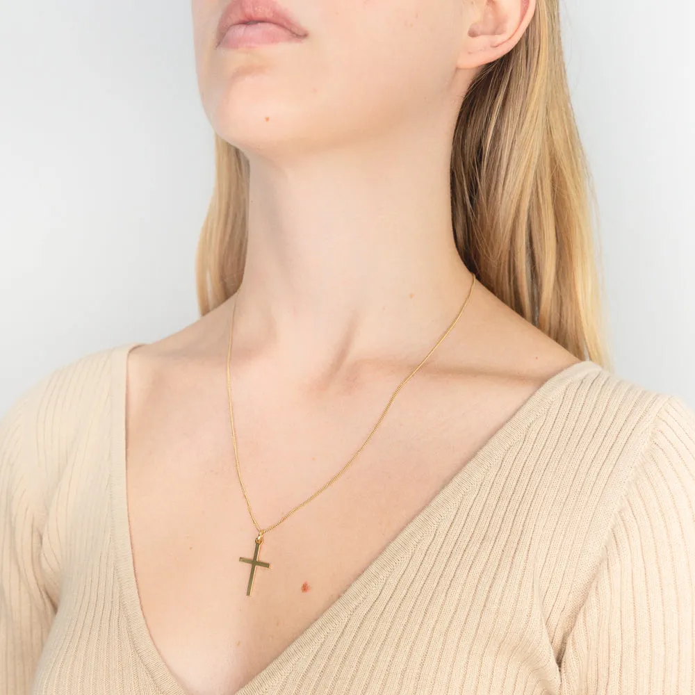 9ct Yellow Gold Silver Filled Cross 25mm Pendant Shiels
