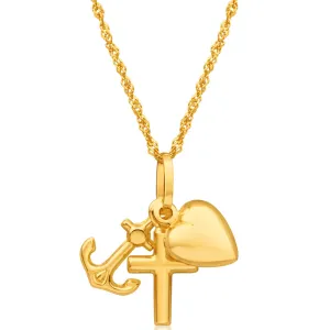 9ct Yellow Gold Silver Filled Faith Hope Charity Pendant Shiels