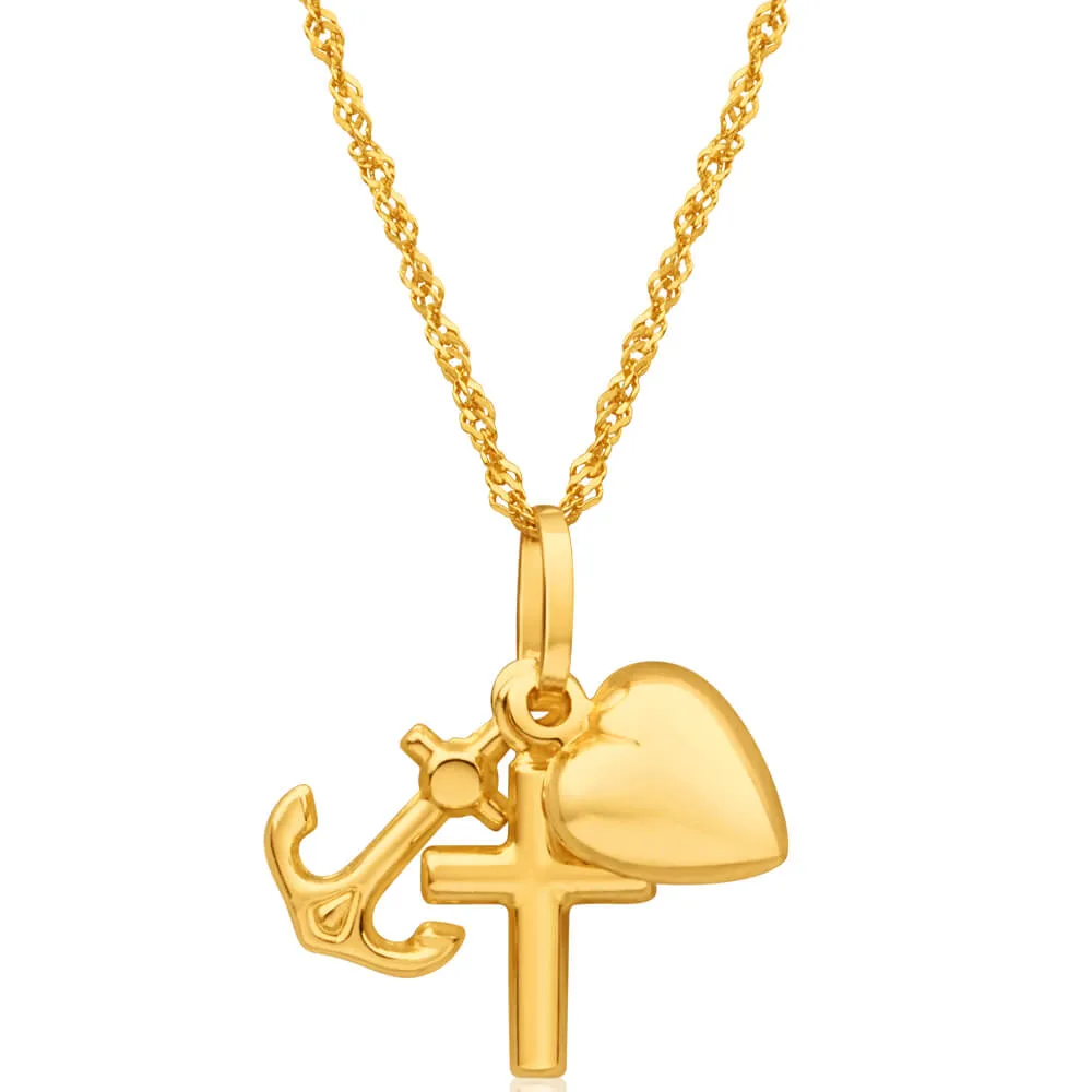 9ct Yellow Gold Silver Filled Faith Hope Charity Pendant Shiels