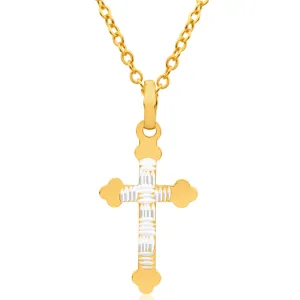 9ct Yellow Gold Silver Filled Fancy Cross Pendant Shiels