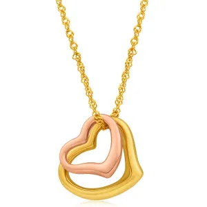 9ct Yellow Gold Silver Filled Open Hearts Pendant With 45cm Chain Shiels