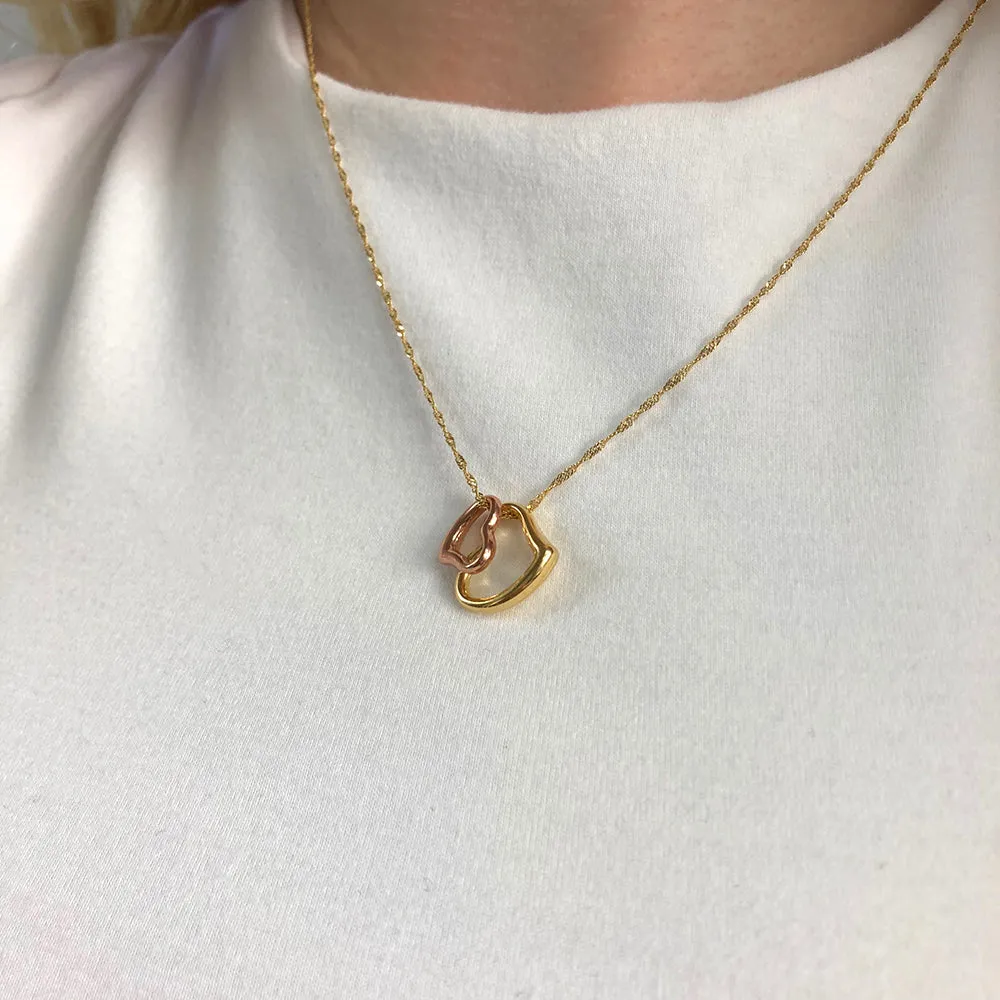 9ct Yellow Gold Silver Filled Open Hearts Pendant With 45cm Chain Shiels