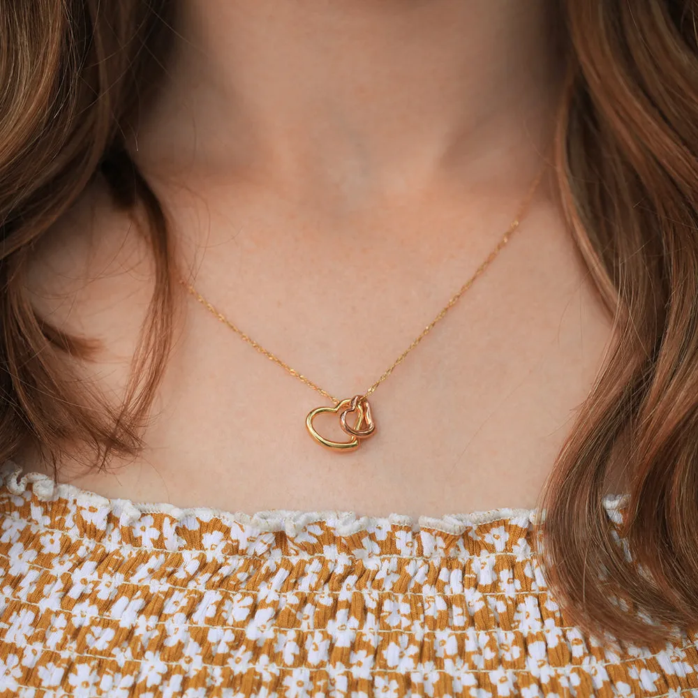 9ct Yellow Gold Silver Filled Open Hearts Pendant With 45cm Chain Shiels