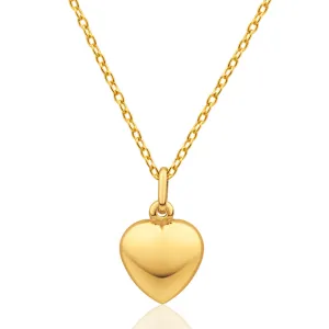 9ct Yellow Gold Silver Filled Plain Puff Heart Pendant Shiels