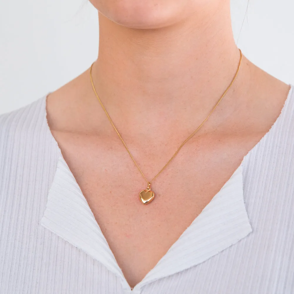 9ct Yellow Gold Silver Filled Plain Puff Heart Pendant Shiels