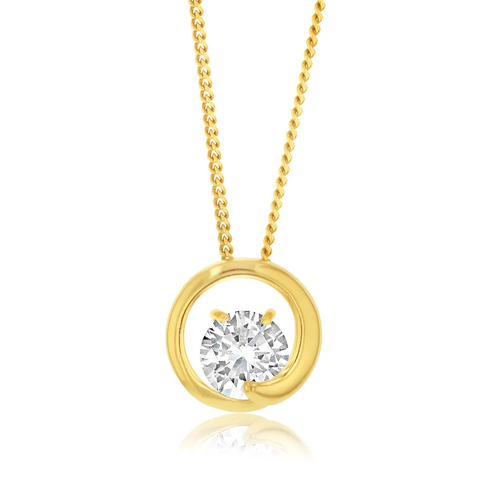 9ct Yellow Gold Silverfilled Cubic Zirconia Circle Pendant Shiels