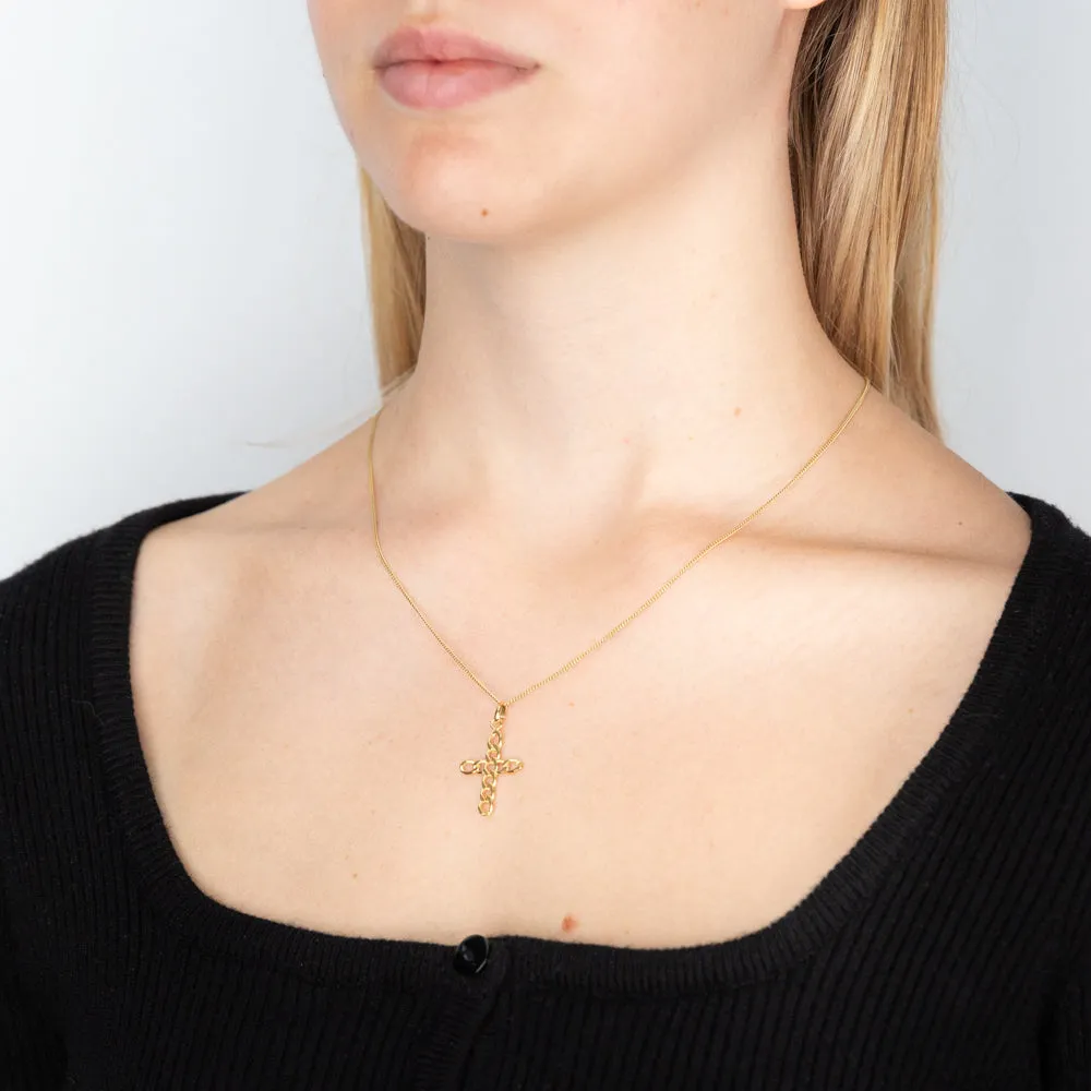 9ct Yellow Gold Silverfilled Curb Link Cross Pendant Shiels
