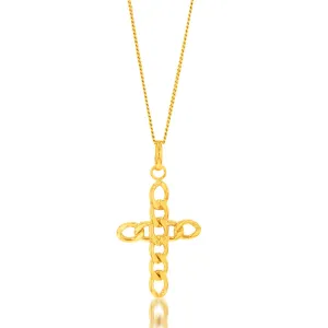 9ct Yellow Gold Silverfilled Curb Link Cross Pendant Shiels