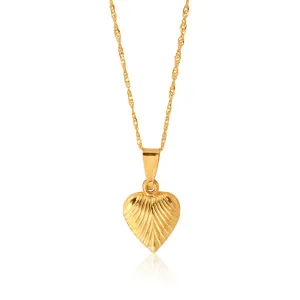 9ct Yellow Gold Silverfilled Heart Pendant on 45cm 20 Gauge Chain Shiels