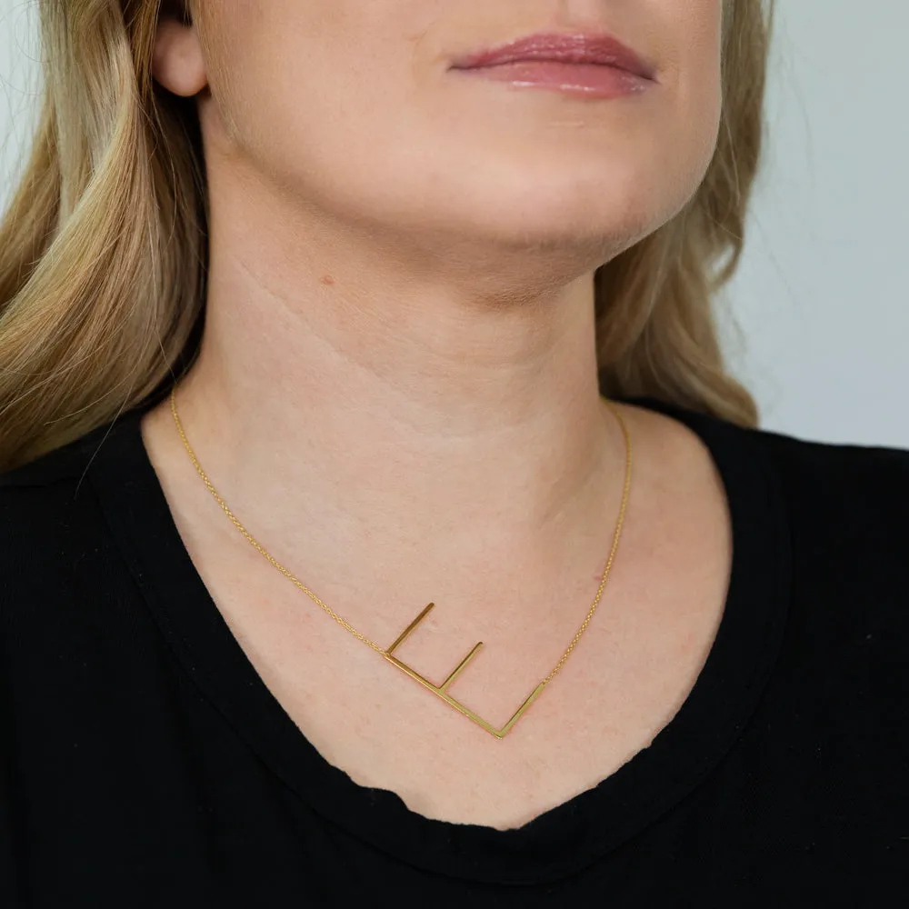 9ct Yellow Gold Silverfilled Initial "E" Pendant on 42 3cm Chain Shiels
