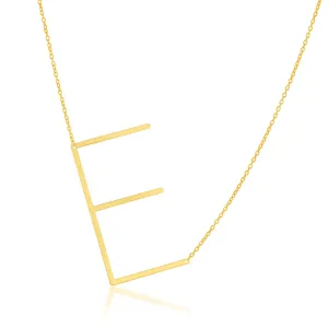 9ct Yellow Gold Silverfilled Initial "E" Pendant on 42 3cm Chain Shiels