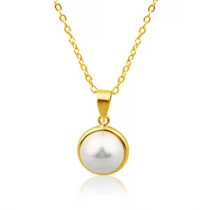 9ct Yellow Gold Simulated 9mm Pearl Pendant Shiels
