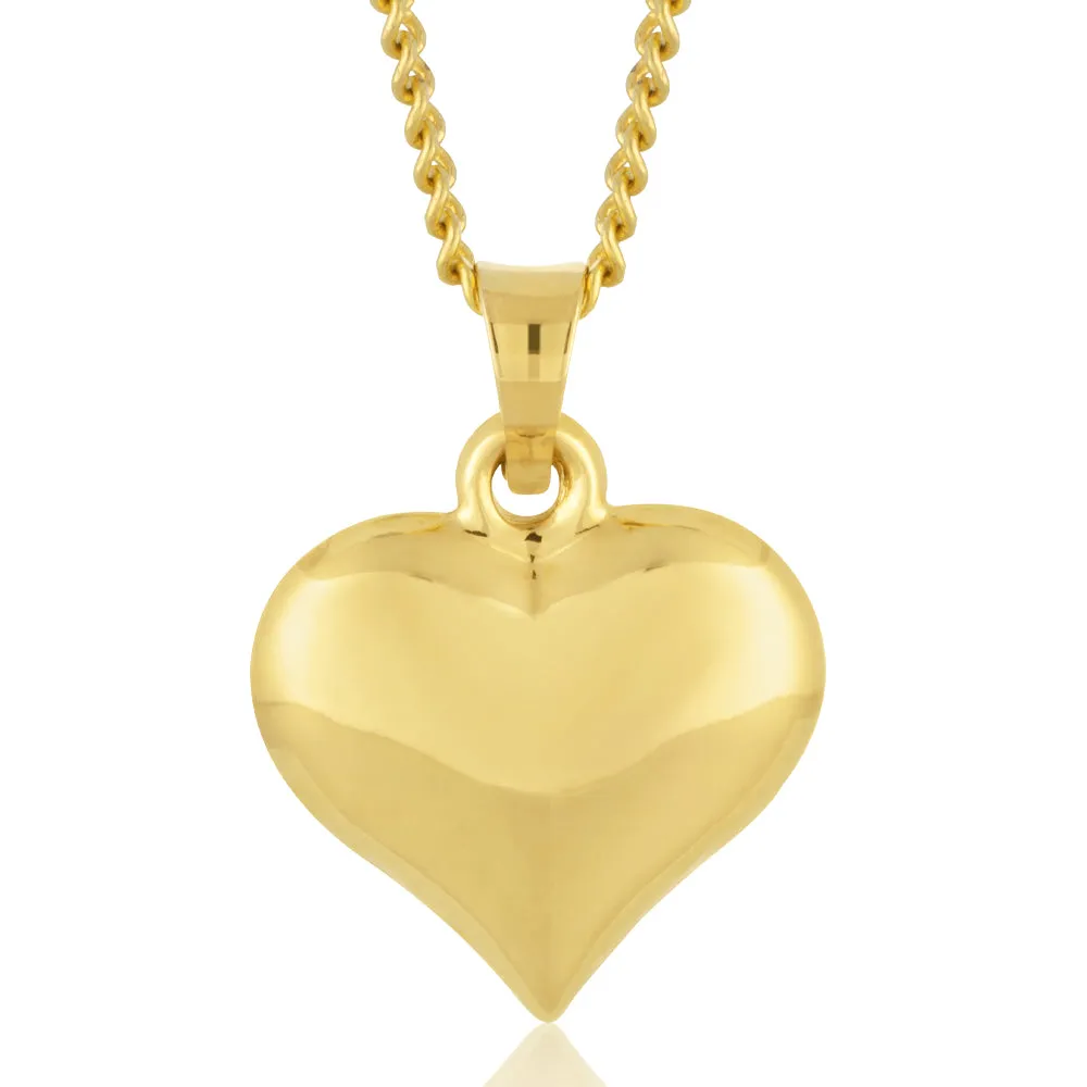 9ct Yellow Gold Small Plain Heart Pendant Shiels