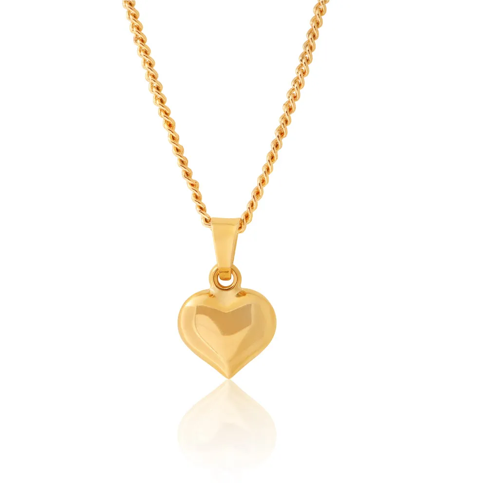 9ct Yellow Gold Small Plain Heart Pendant Shiels