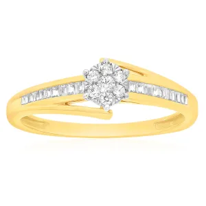 9ct Yellow Gold Solitaire Dress Ring with 27 Diamonds Shiels
