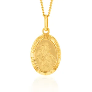 9ct Yellow Gold St Christopher Oval Pendant Shiels