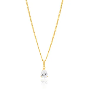 9ct Yellow Gold Teardrop Zirconia Pendant Shiels