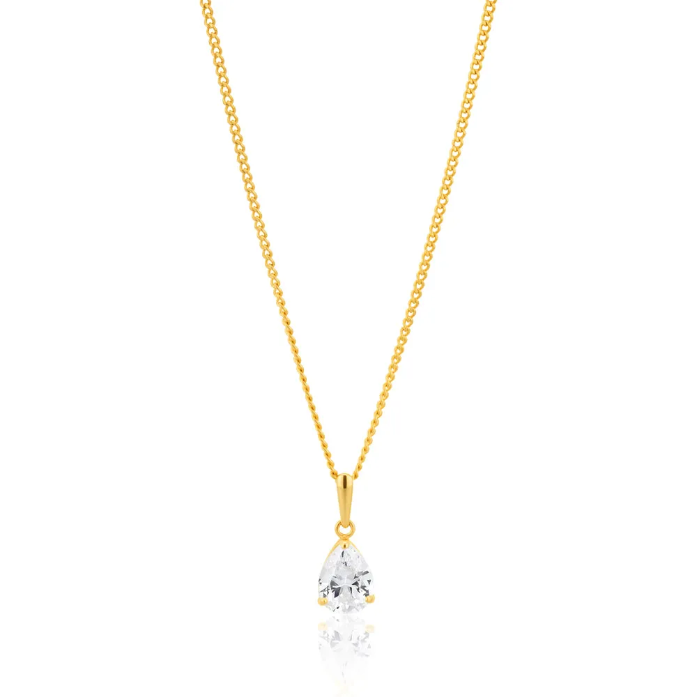 9ct Yellow Gold Teardrop Zirconia Pendant Shiels