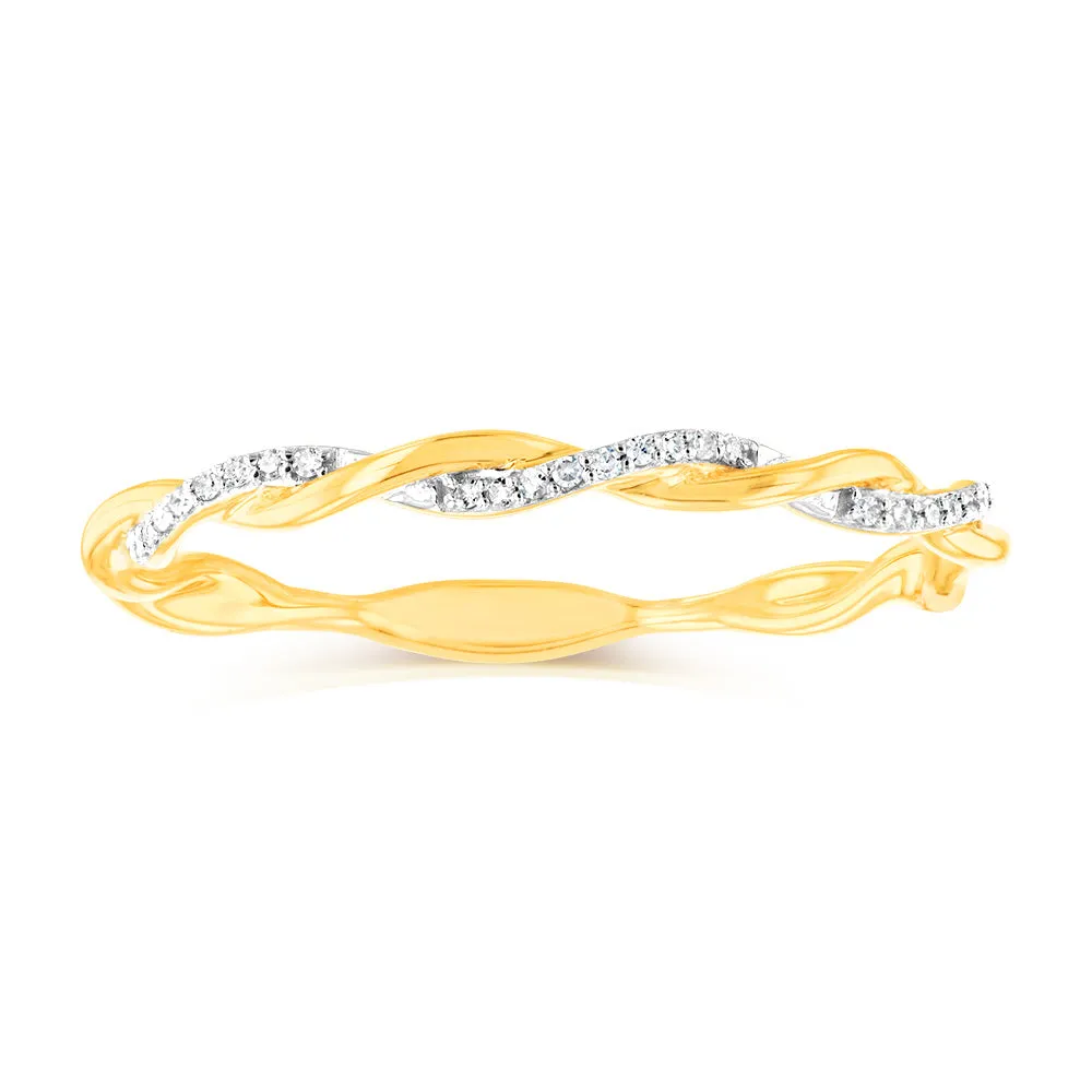 9ct Yellow Gold Wrap Around Diamond Ring with 27 Brilliant Cut Diamonds Shiels