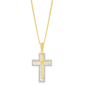 9ct Yellow Gold Zirconia Cross Pendant Shiels