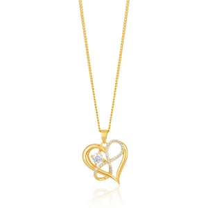 9ct Yellow Gold Zirconia Infinity & Heart Pendant Shiels