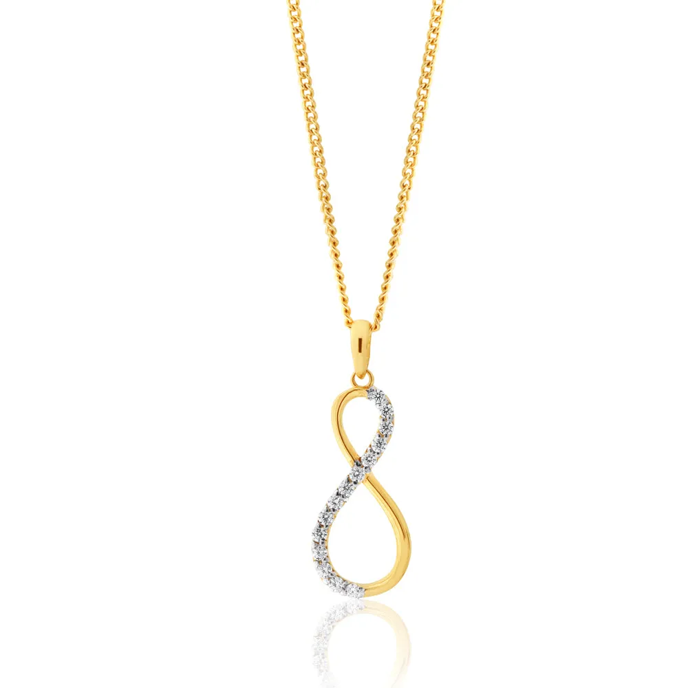 9ct Yellow Gold Zirconia Infinity Pendant Shiels