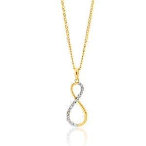 9ct Yellow Gold Zirconia Infinity Pendant Shiels
