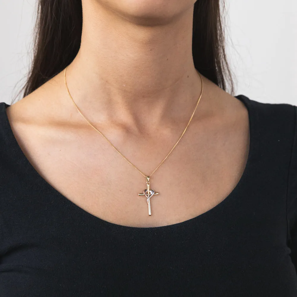9ct Yellow, Rose And White Gold Crossover On Cross Pendant Shiels