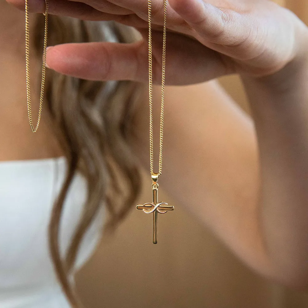 9ct Yellow Rose and White Gold Tone Infinity On Cross Pendant Shiels