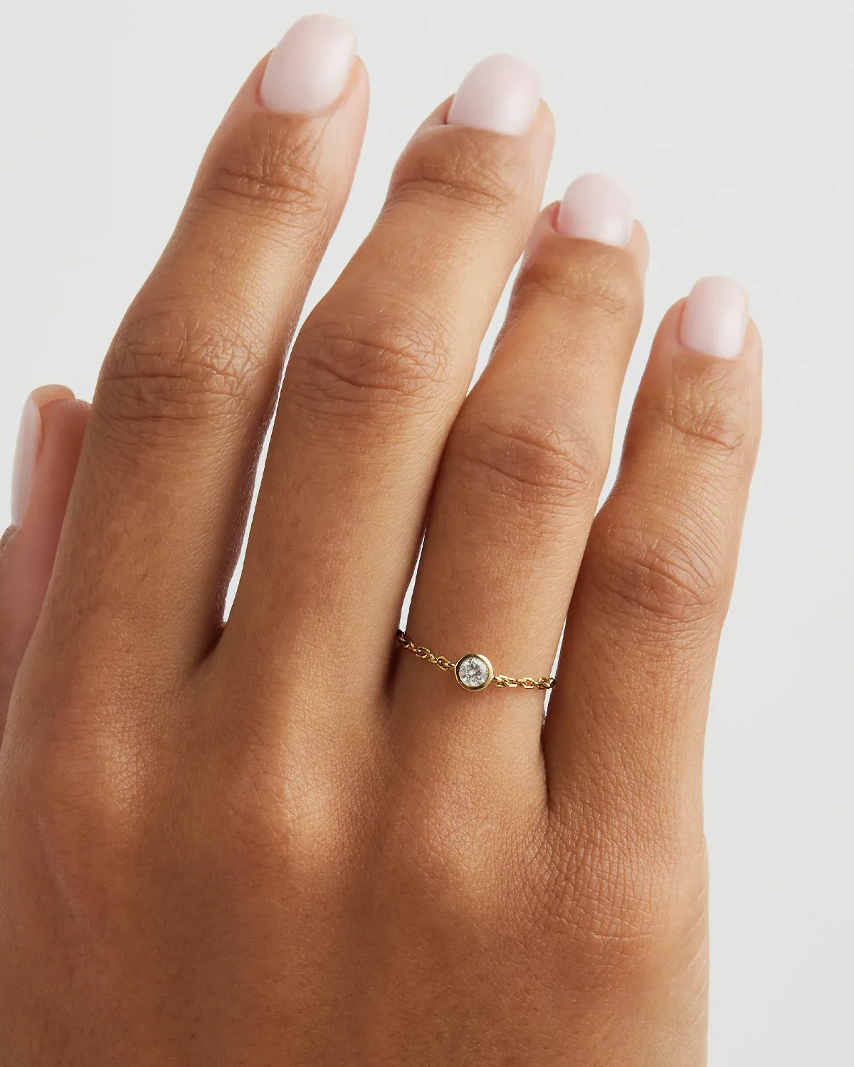 9k Solid Gold Celestial Lab-Grown Diamond Chain Ring Bycharlotte