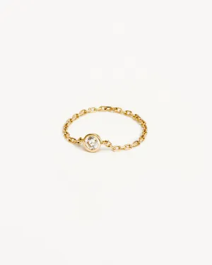 9k Solid Gold Celestial Lab-Grown Diamond Chain Ring Bycharlotte