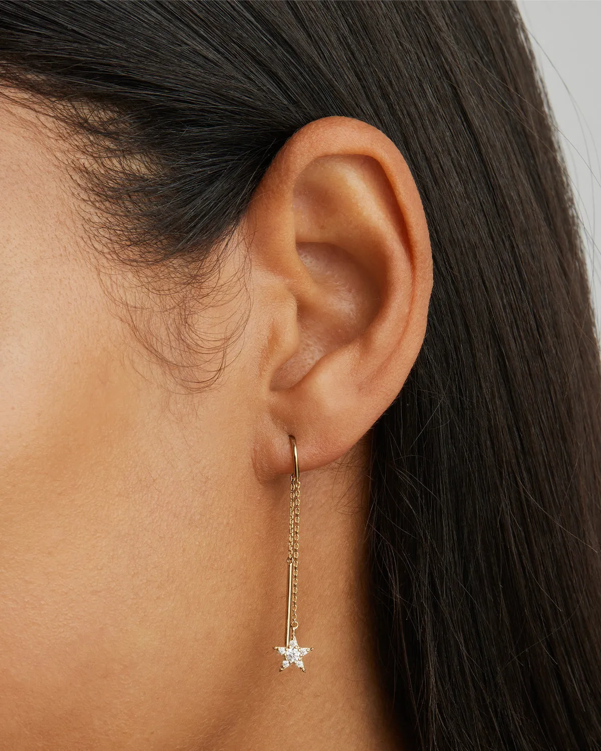 9k Solid Gold Estelle Lab-Grown Diamond Thread Earring Bycharlotte