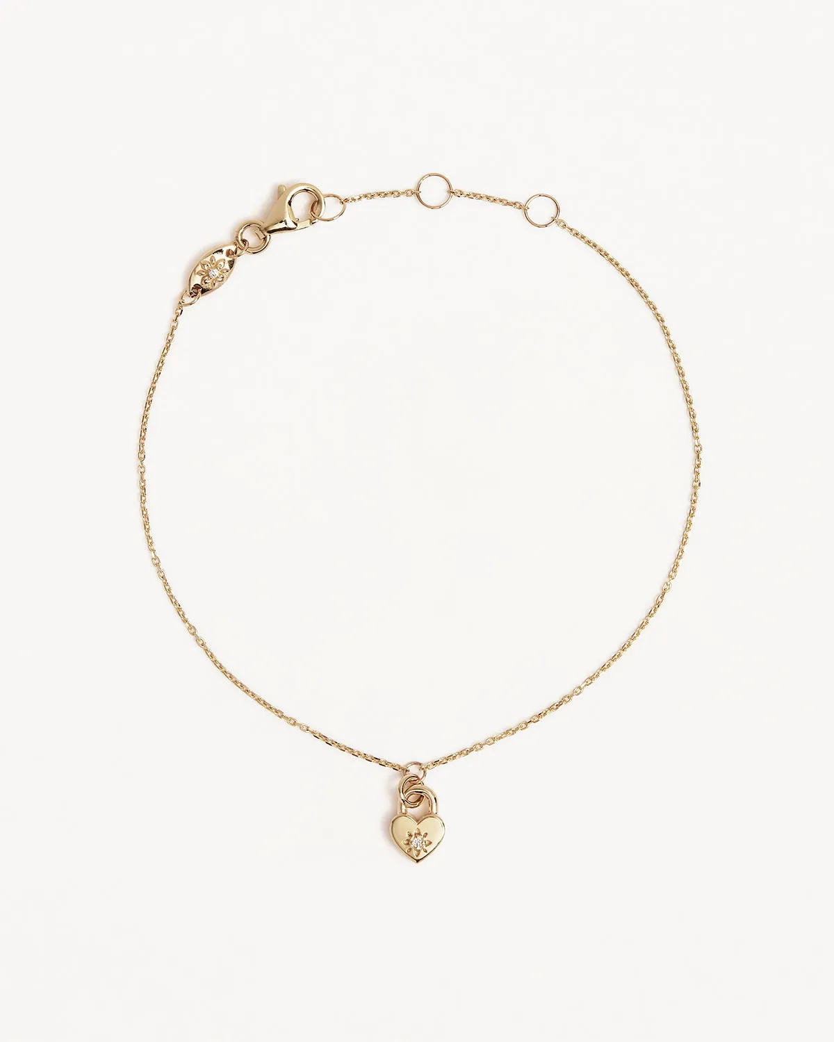 9k Solid Gold Lab-Grown Diamond Lotus Heart Padlock Bracelet Bycharlotte
