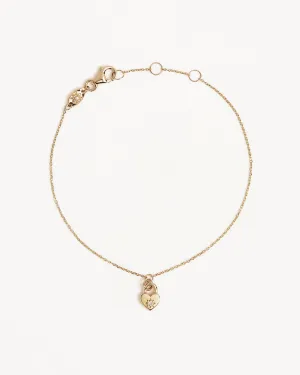 9k Solid Gold Lab-Grown Diamond Lotus Heart Padlock Bracelet Bycharlotte