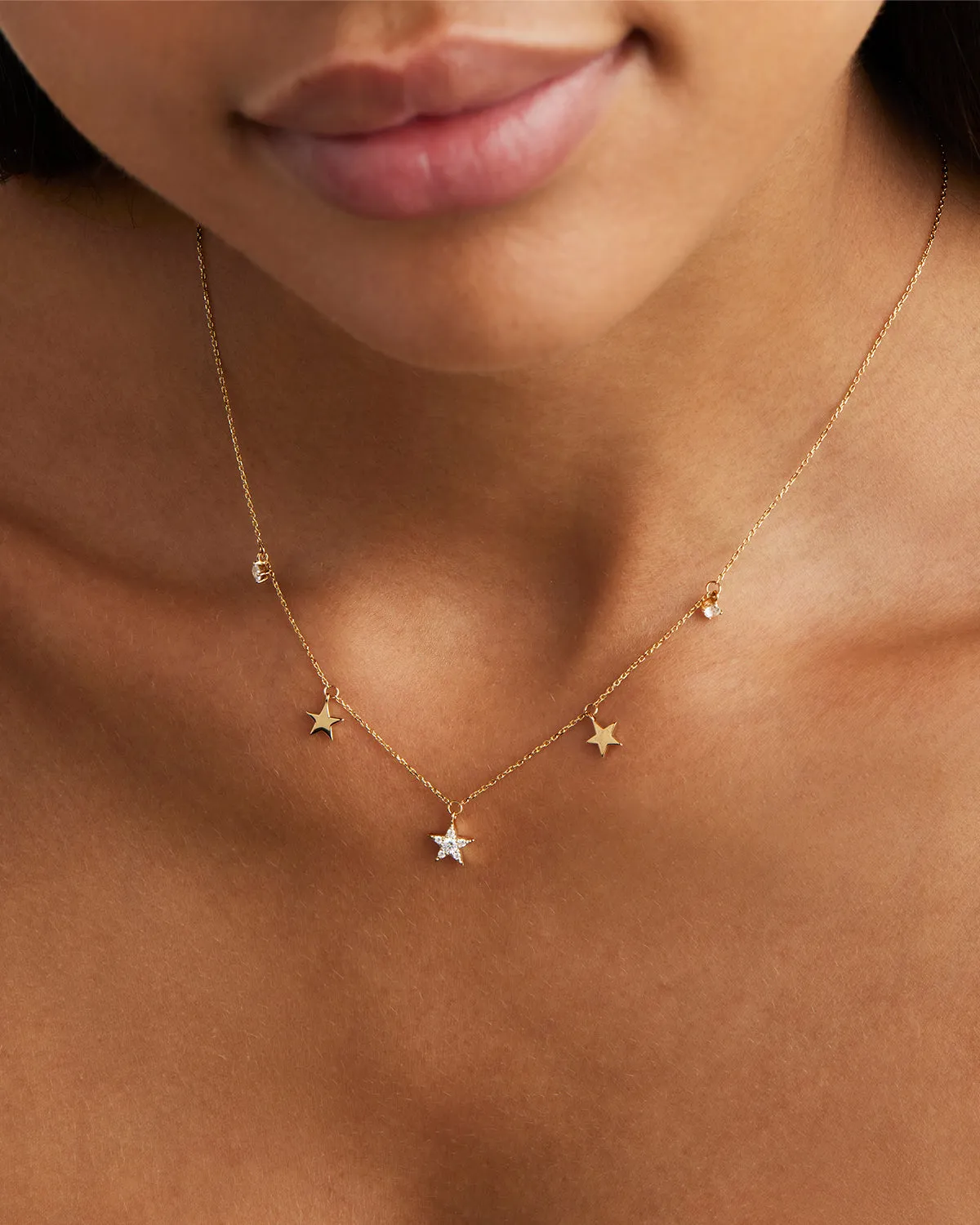 9k Solid Gold Stargazer Lab-Grown Diamond Necklace Bycharlotte