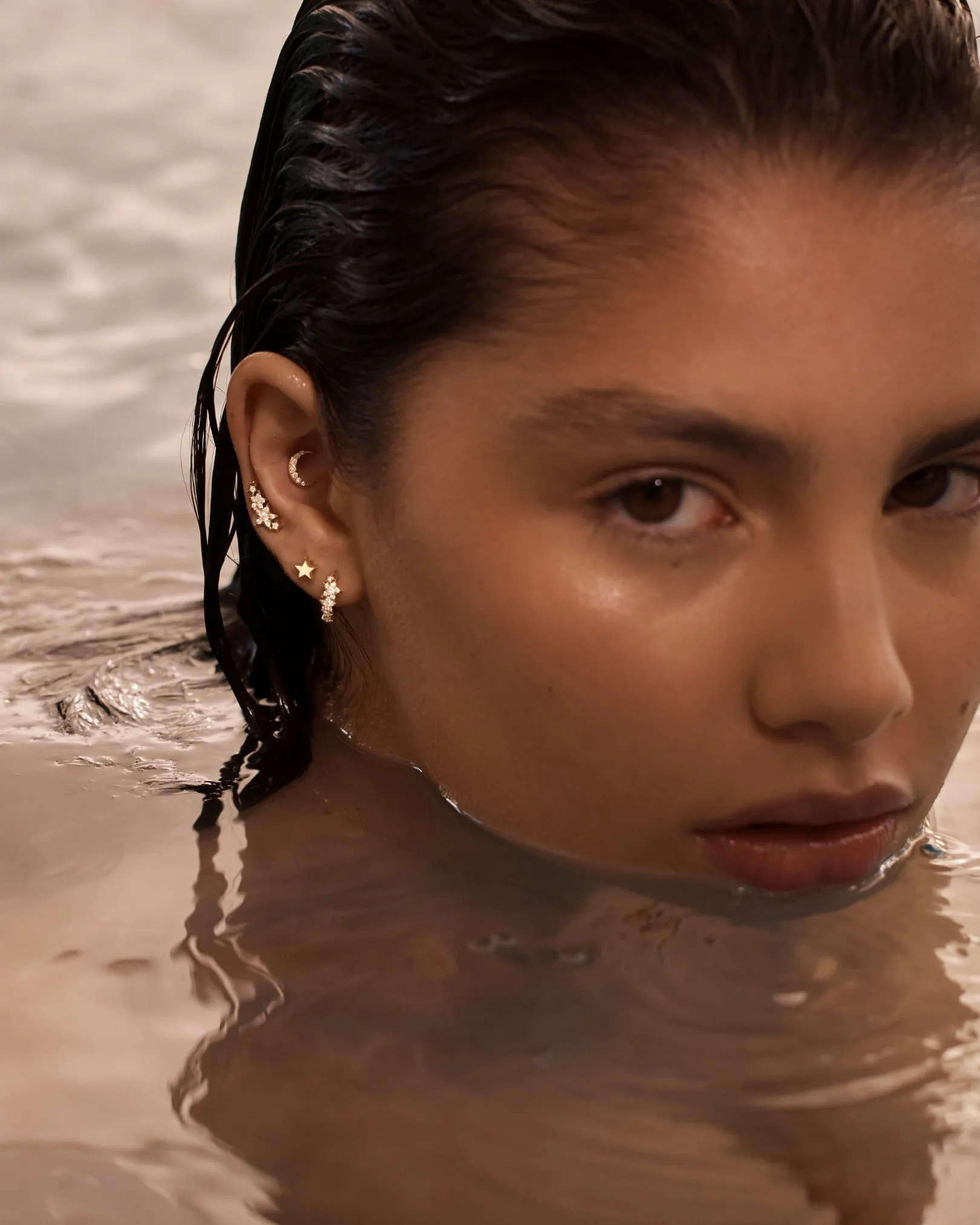 9k Solid Gold Wishing on a Star Stud Earring Bycharlotte