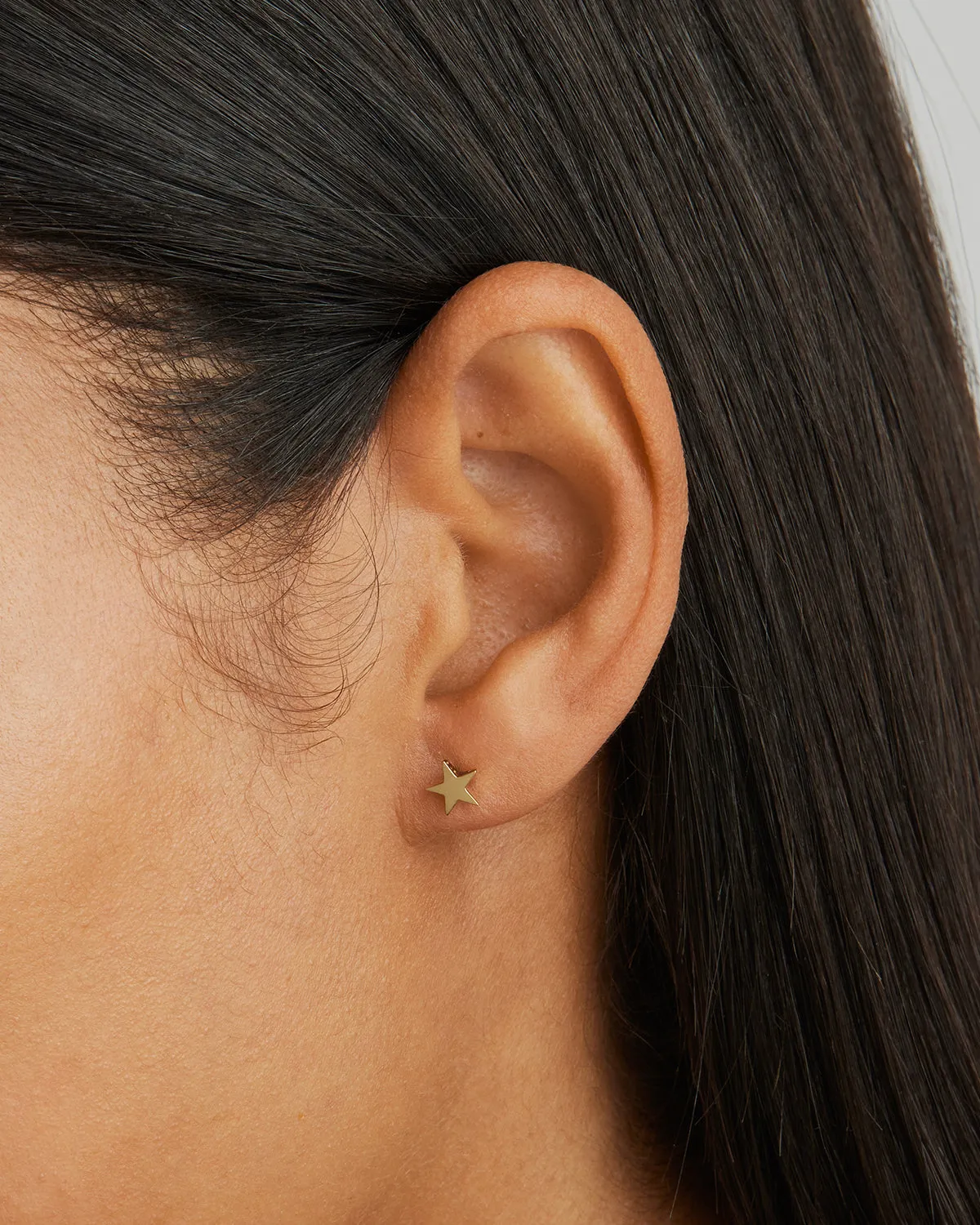 9k Solid Gold Wishing on a Star Stud Earring Bycharlotte