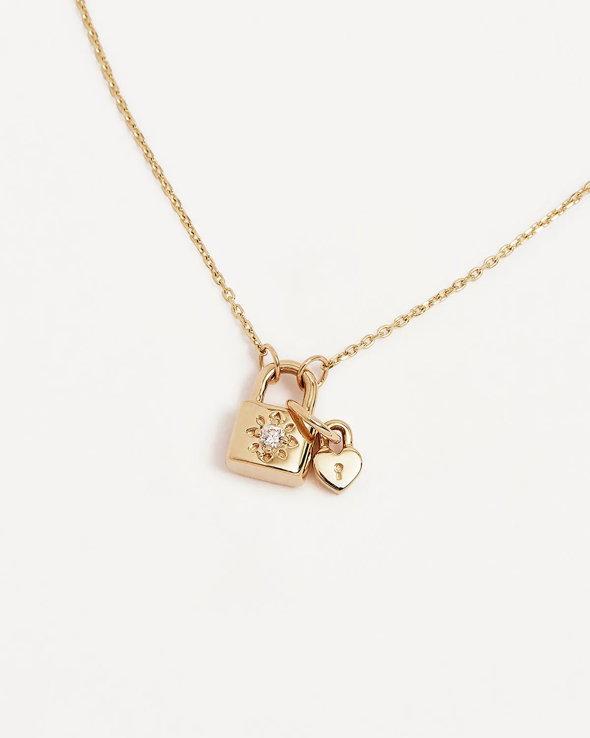 9k Solid Gold With You Always Diamond Padlock Necklace Bycharlotte