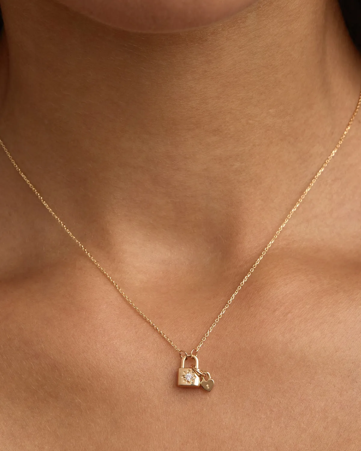 9k Solid Gold With You Always Diamond Padlock Necklace Bycharlotte