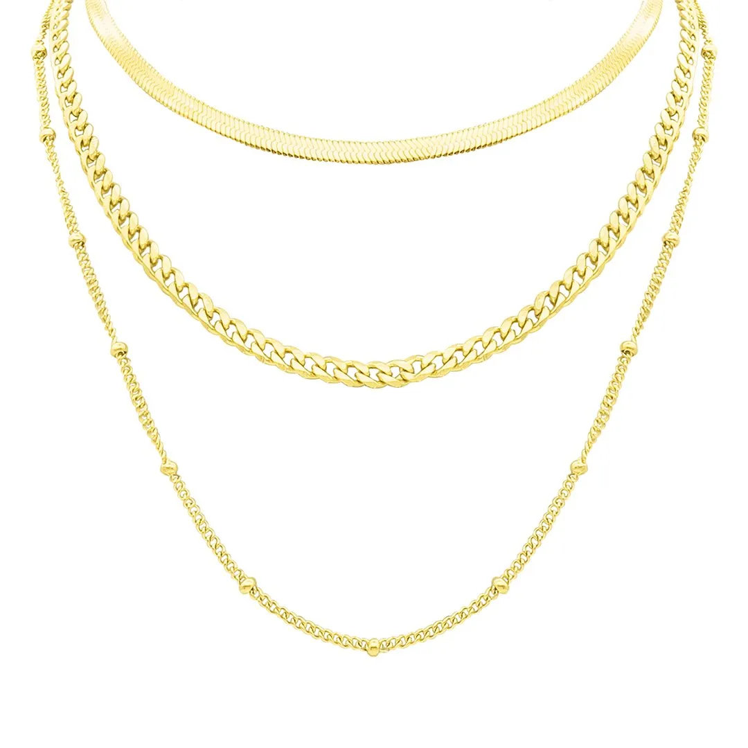 Adornia Layered Chain Necklace gold