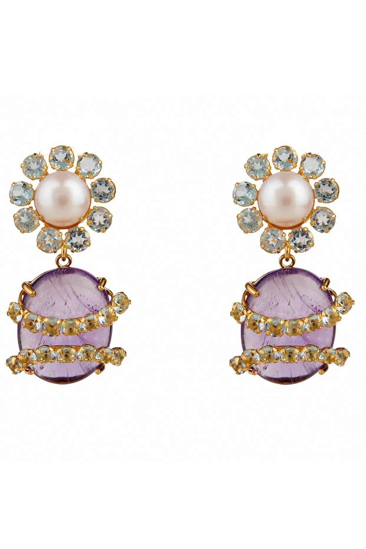 Amethyst and Blue Quartz Earrings