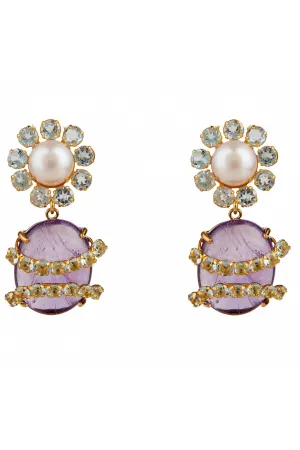 Amethyst and Blue Quartz Earrings