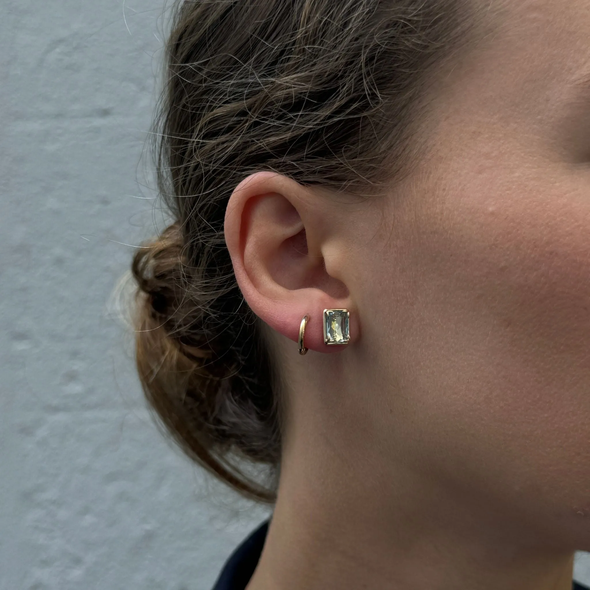 Aquamarine 14K Yellow Gold River Stud Earrings Croghans