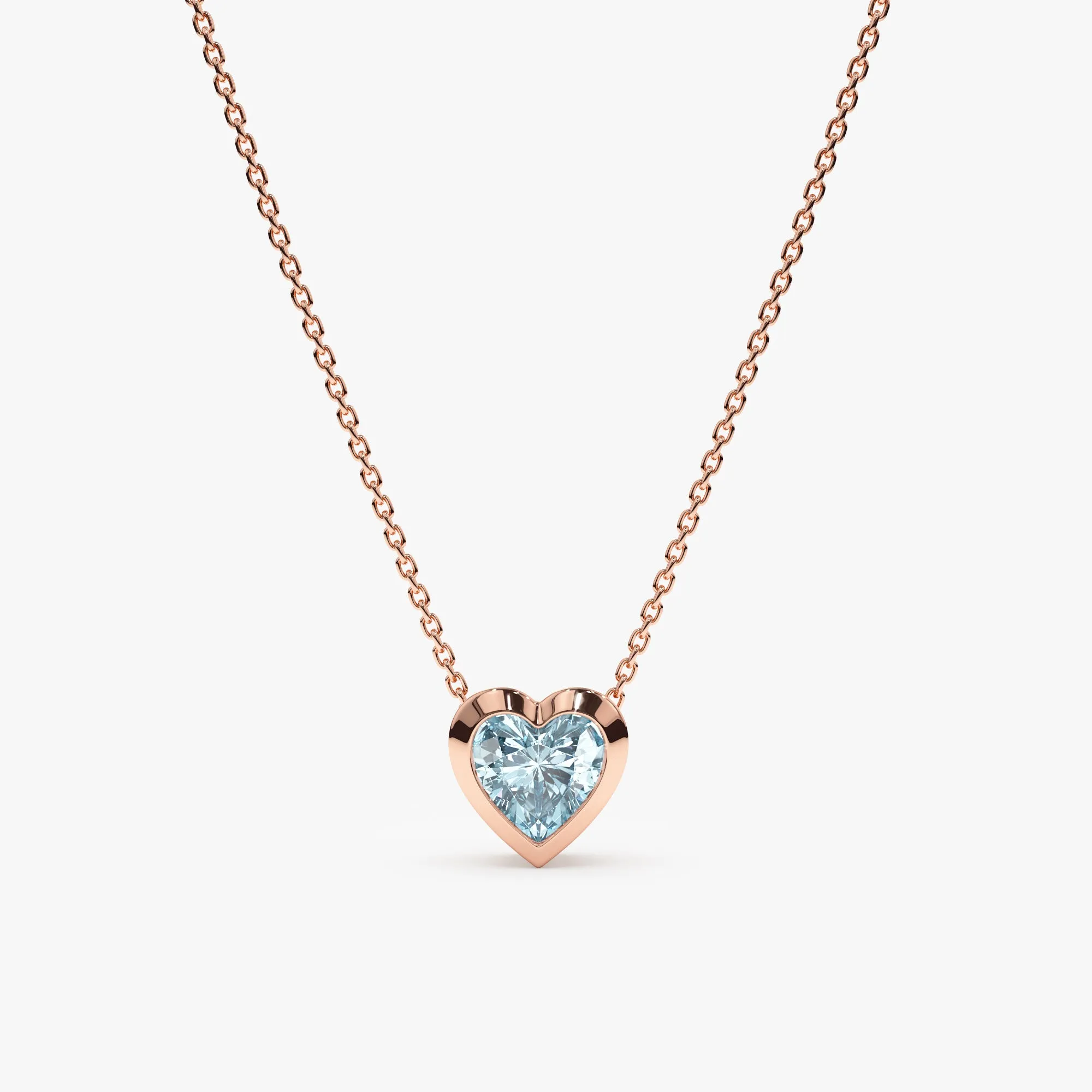 Aquamarine Heart Necklace, Ashly SARAHELISE